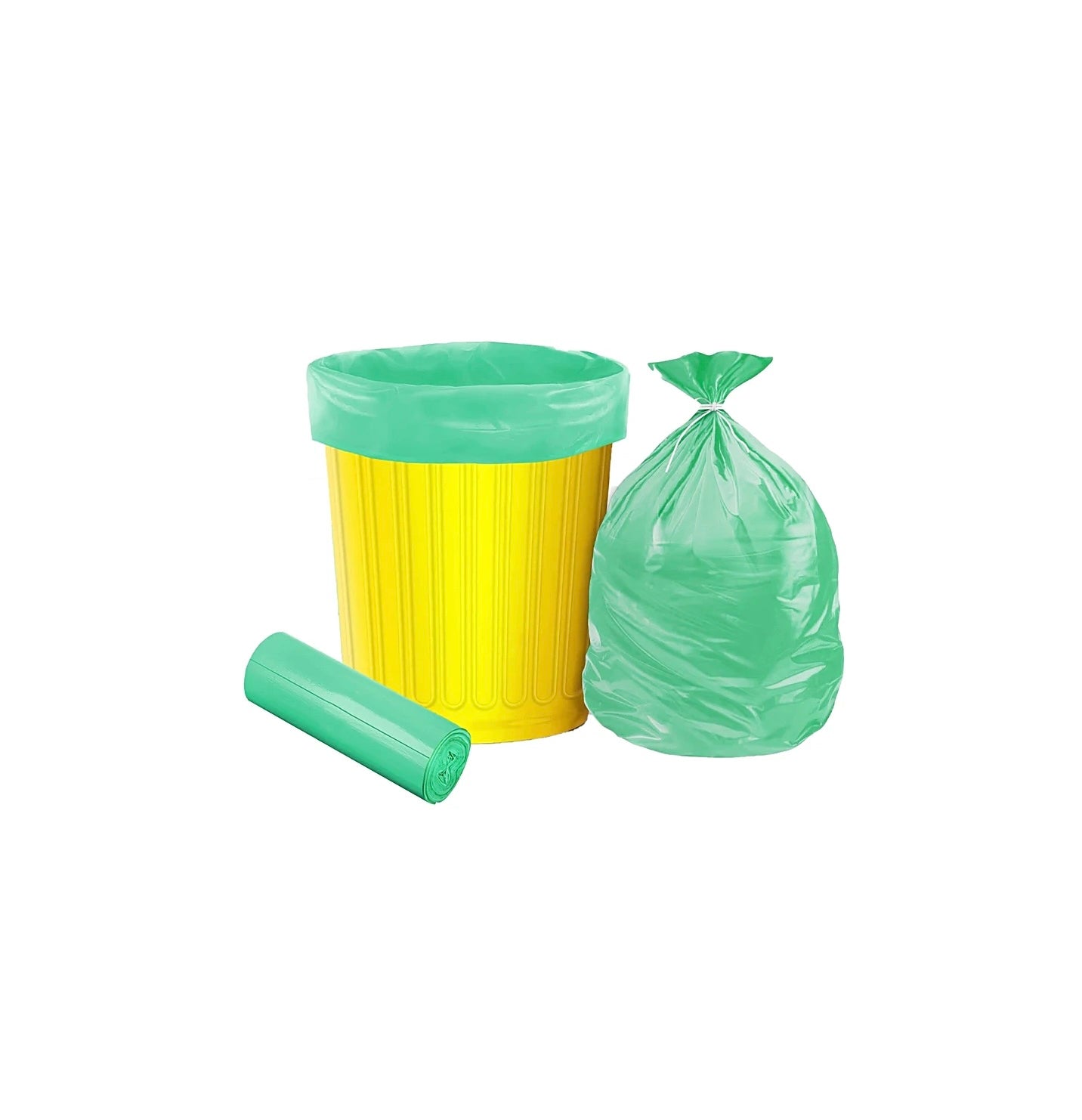 Brisk Eco-Friendly Garbage Bags | 180 Pcs | Medium-19 x 21 Inches | 30 Bags x 6 Rolls | Green | Dustbin/Trash Bags with Detachable Drawstrings | For Dry & Wet waste