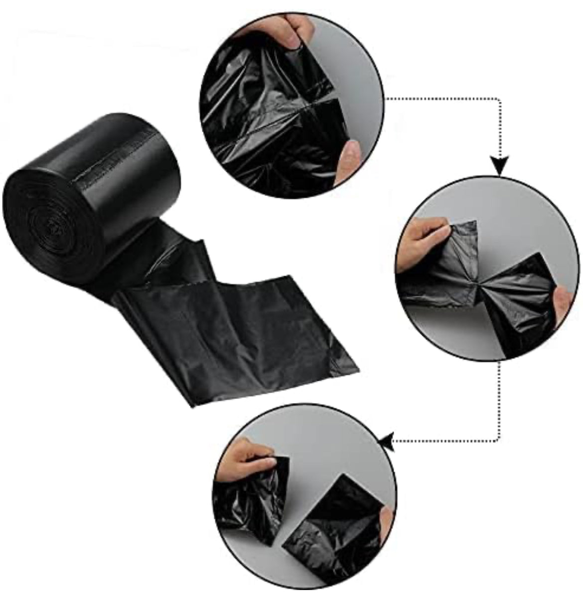 Brisk Garbage Bags, Medium -(19 x 21 inches) - 30 bags/roll (Pack of 6, Black)